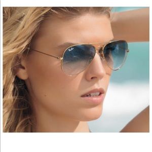 Blue and gold Rayban aviators
